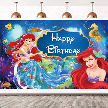 亚马逊海底美人鱼主题背景布生日派对装饰横幅乙烯基