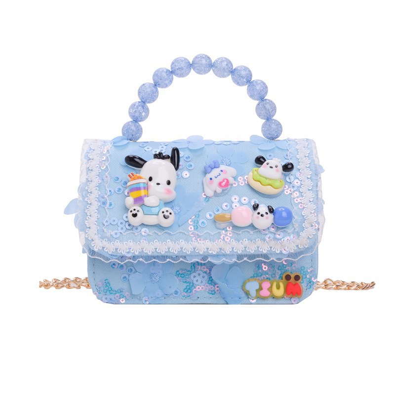 Nueva princesa de dibujos animados bolsos para niños mujeres perlas bolsos portátiles de hombro de chicas de moda encaje mochila
