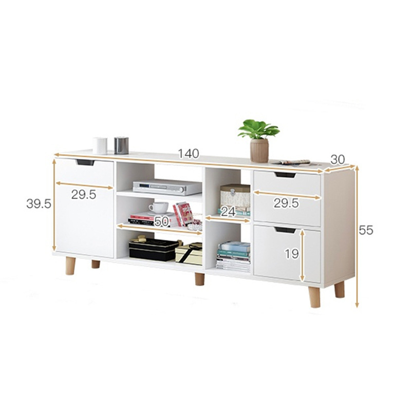 Nordic simple TV gabinete mesa de café dormitorio sala de estar pequeño apartamento pierna de madera maciza simple TV gabinete de piso mesa de gabinete