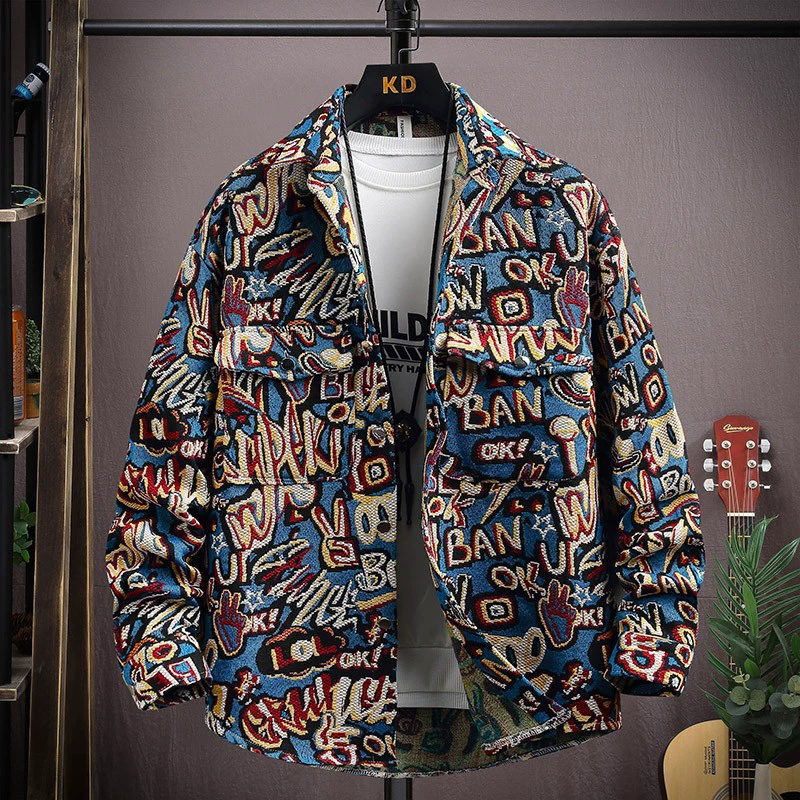 Spring retro ethnic shirt, jacket, ethnic style, increased thickness, oversize