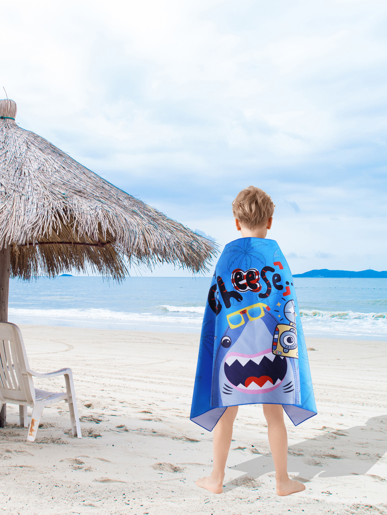 儿童游泳浴巾斗篷女童吸水速干运动专用毛巾男童便携浴袍沙滩海边