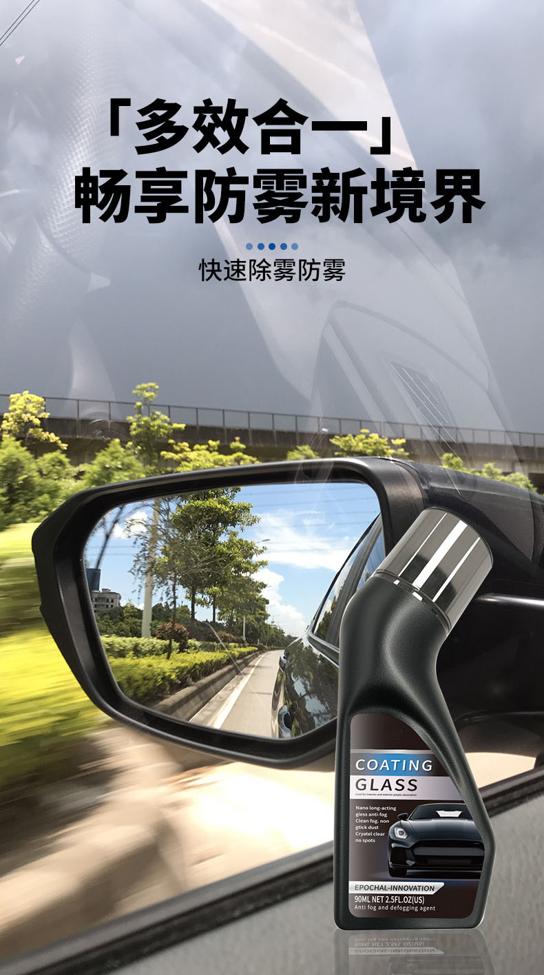 Anti-Fog Coating Agent for Car Glass, Helmet Lenses, Front Windshield, and Rearview Mirror