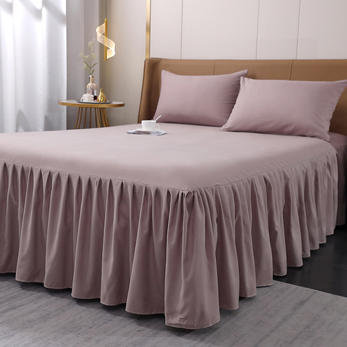 Solid Color Simple Bedspread Style Single Piece Spring Summer Bed Skirt Dustproof Concealer 1.8x2.0m Ginger Tea