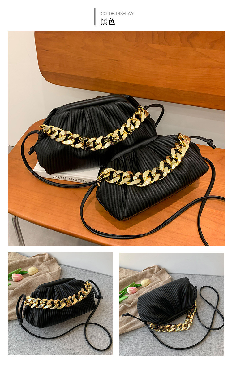 Popular Folds Clouds Shaped Bag Thick Chain Shoulder Messenger Portable Bag display picture 21
