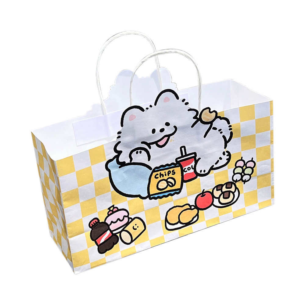 Conjunto autorizado lindo cachorro de dibujos animados bolsa de papel portátil chica bolsa de compras bolsa de regalo bolsa de almacenamiento