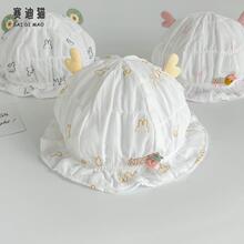婴儿帽子春夏薄渔夫帽防晒帽宝宝夏季胎帽新生儿小月龄遮阳帽