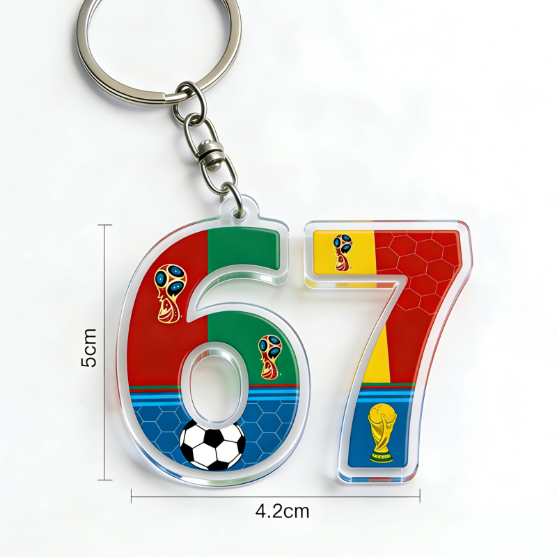 Colgante 2026 Copa del Mundo de Fútbol 67 llaveros acrílico 2D mochila colgante regalos colgante de copa
