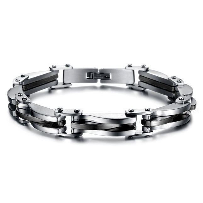 Minimalist Men's Titanium Steel Bracelet With Diamond Texture_voghion.com