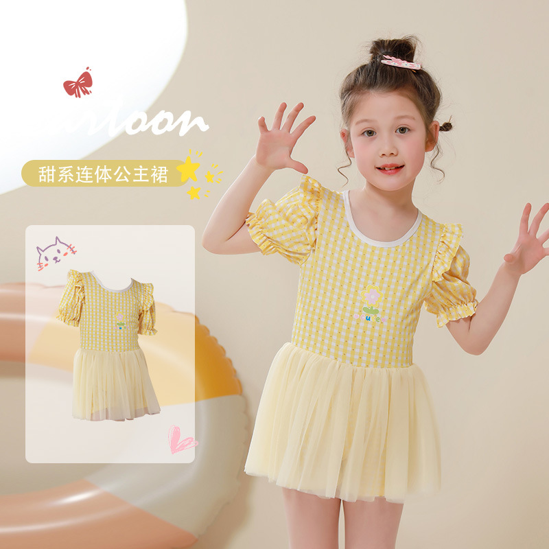 Niños trajes de baño unidos niños niñas lindos juguetones mallas vestido de princesa de verano de estilo extranjero trajes de baño de vacaciones