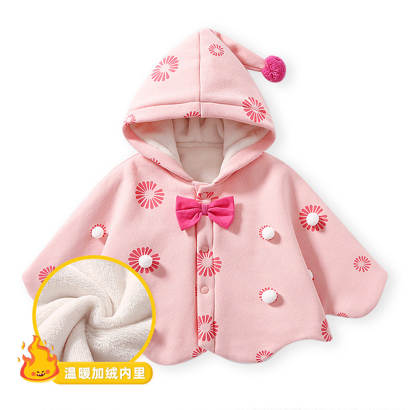 Capa de bebé otoño e invierno Nueva historieta coreana Navidad alce forrado de lana caliente engrosada outwear niños capa