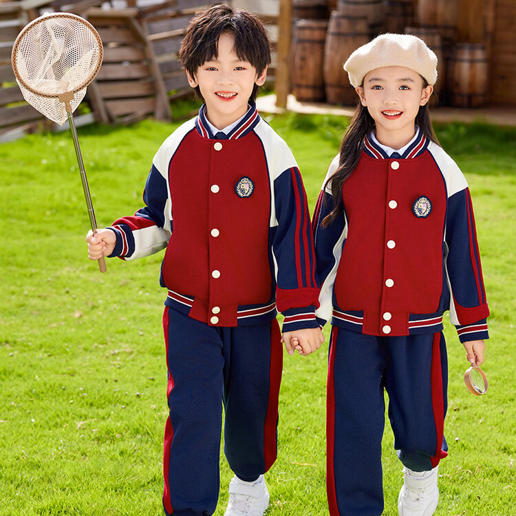 Preschool children's spring and autumn uniform set, primary school student uniform set, graduation photo three-piece set, class uniform for the whole class, first-grade school uniform set