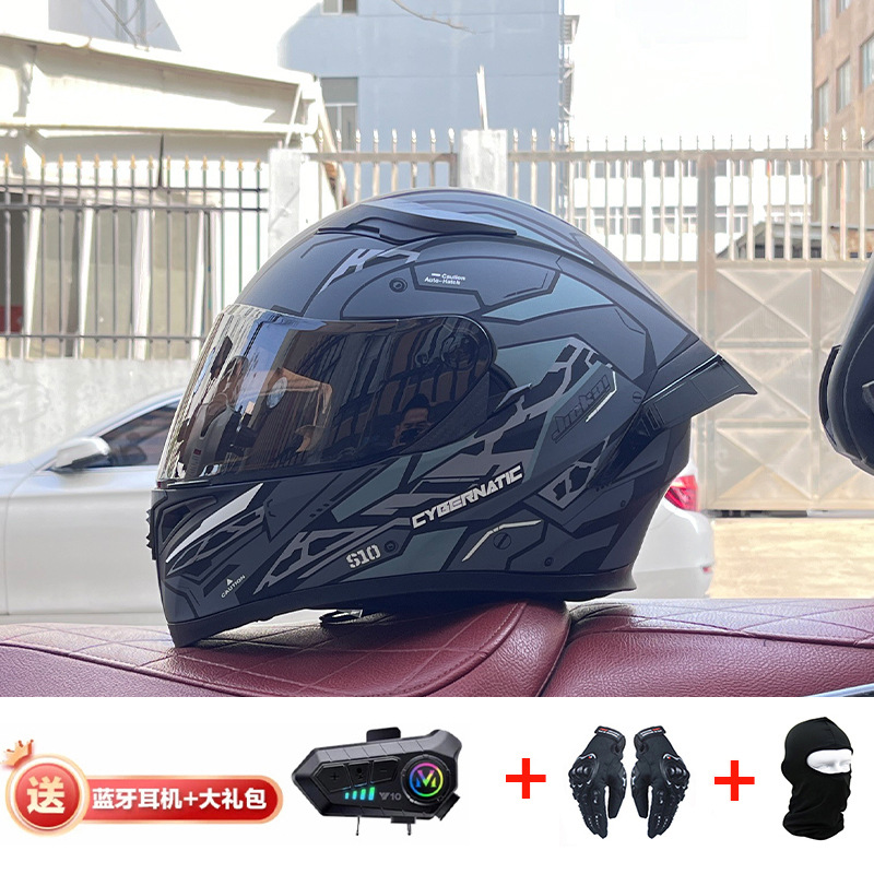 Casco de cola grande de motocicleta Jiekai Casco completo con auriculares Bluetooth Casco de conducción de motocicleta eléctrica de cuatro estaciones para hombre