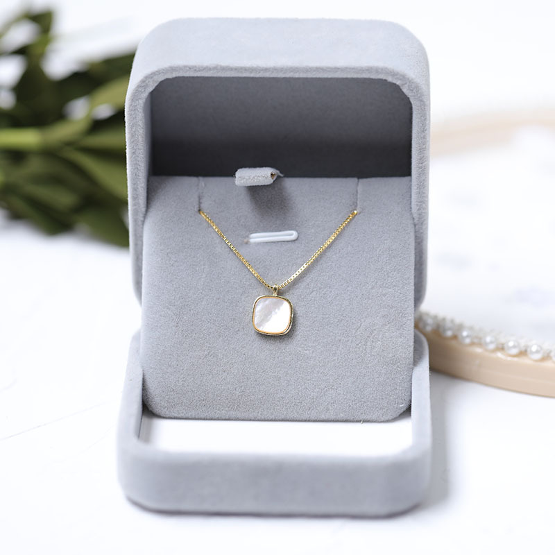 retro square shell pendant copper necklace wholesale nihaojewelrypicture1