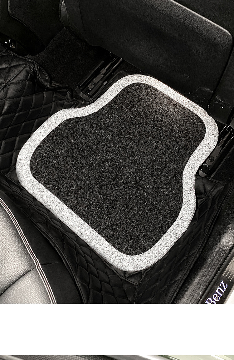 Black and white contrast color car foot mat wire ring universal single-piece Main driving anti-dirty decoration car mat rear row foot mat