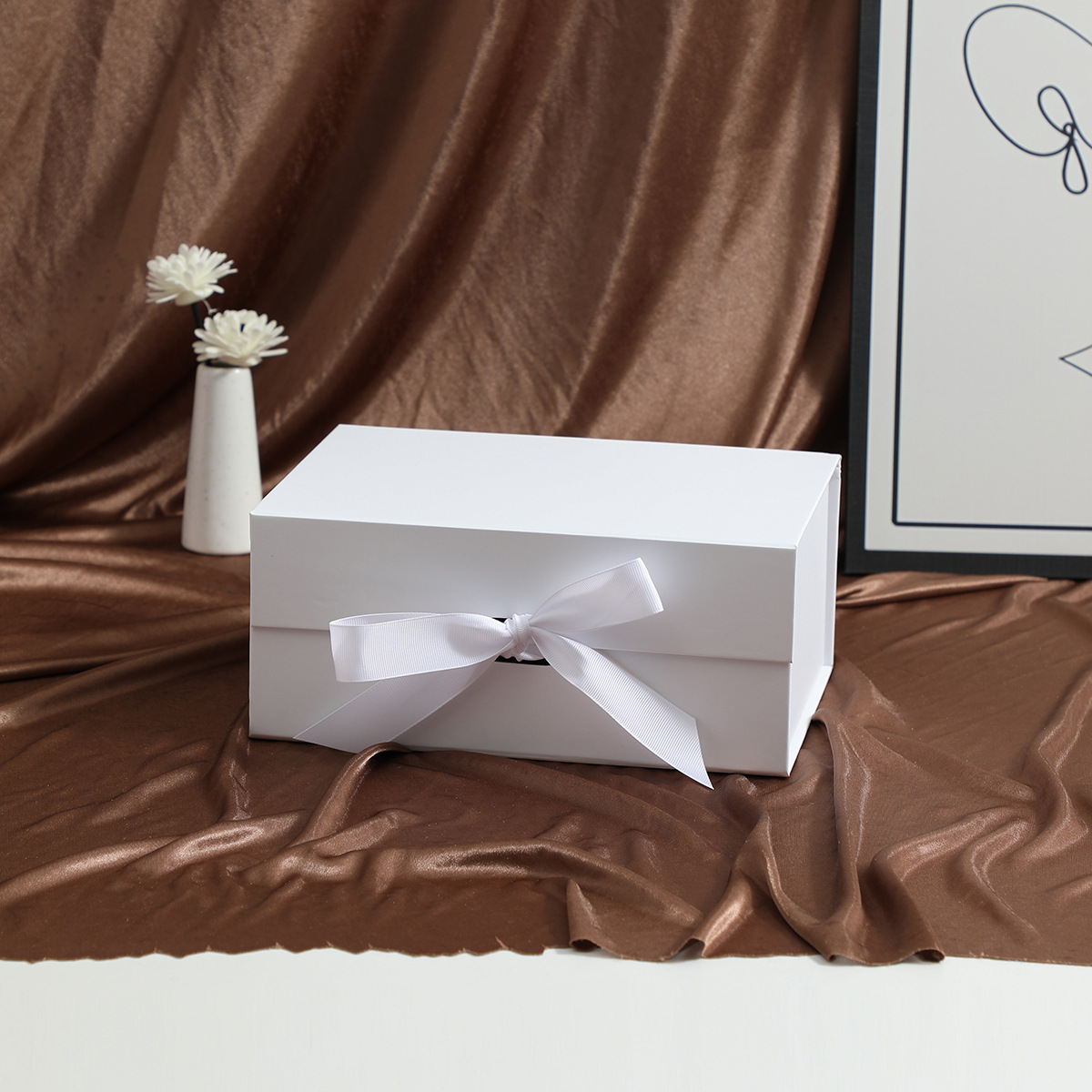 Caja de regalo plegable de una pieza transfronteriza, caja de embalaje de cinta de lazo, caja de regalo de vacaciones en blanco, embalaje de zapatos y ropa