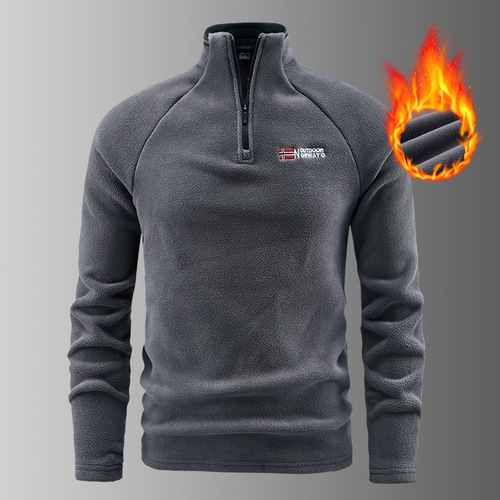 Cross-border wholesale, cold-resistant, warm, thick double-layer fleece, winter large size, men's velvet stand-neck fleece, Norway
