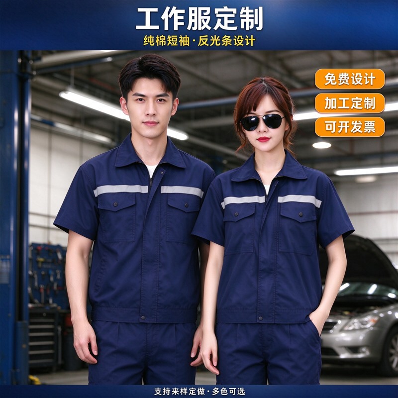 Processing Customized Logo Reflective Strips Jacket Work Clothes Suit Short-Sleeved Factory Clothes Labor Insurance Clothes Wholesale Auto Repair Clothes Embroidery Processing Customized Logo Reflective Strips Jacket Work Clothes Suit Short-Sleeved Factory Clothes Labor Insurance Clothes Wholesale Auto Repair Clothes Embroidery