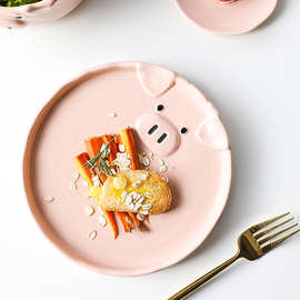 ✅ZM6H碗碟卡通可爱家用陶瓷创意盘餐具套装饭碗早餐一人食