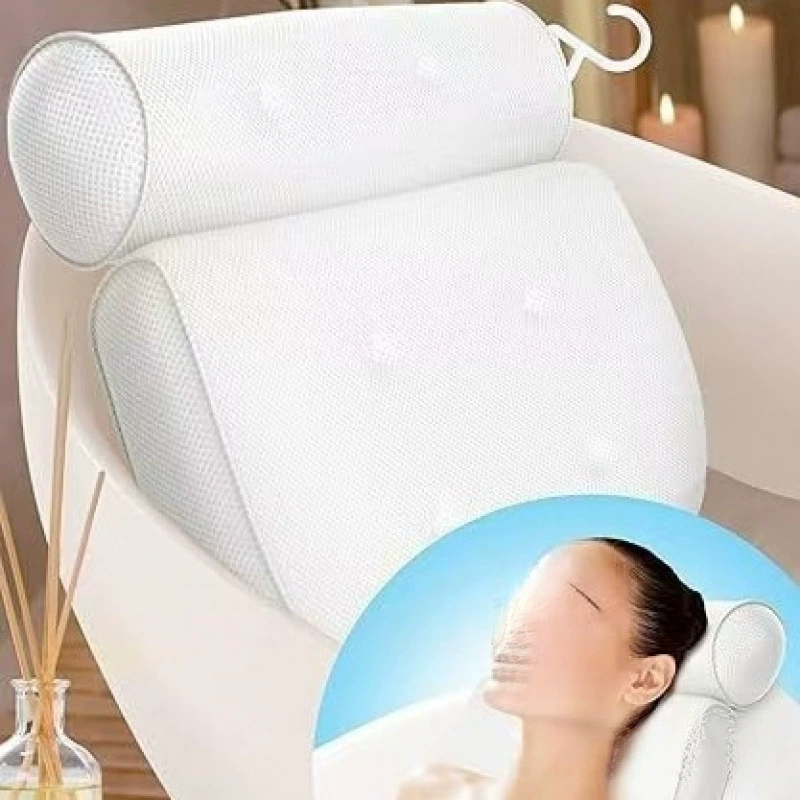 Non-slip 3D Ergonomic Pillow, 35×40×8 cm, cream/white anti-slip cushion