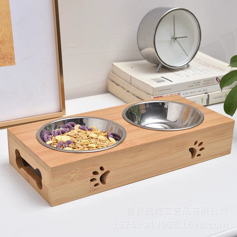Подставка для кормления домашних животных Подставка для кошек и собак Подставка для бамбуковой и деревянной питьевой воды Двойная миска для домашних животных Подставка для кормления домашних животных Подставка для домашних животных Обеденный стол для домашних животных