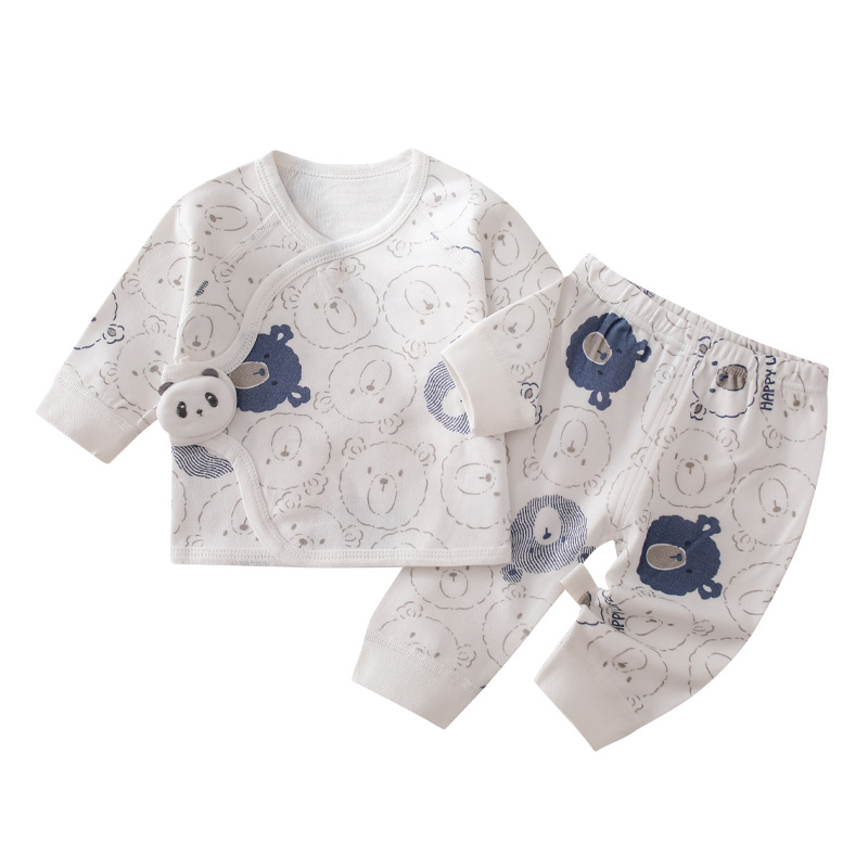 Ropa de bebé recién nacido Heshang ropa media espalda ropa pantalones de dos piezas de algodón puro bebé conjunto cuatro estaciones traje de recién nacido