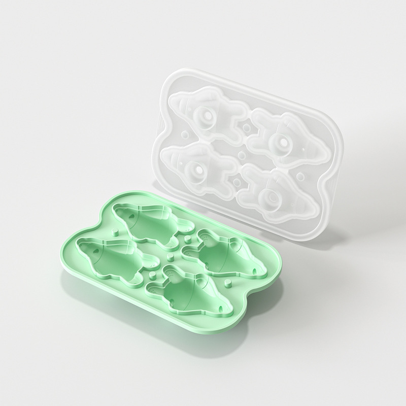 趴趴熊冰块模具食品级带盖硅胶家用软底易脱模按压自制冻冰格储盒|undefined