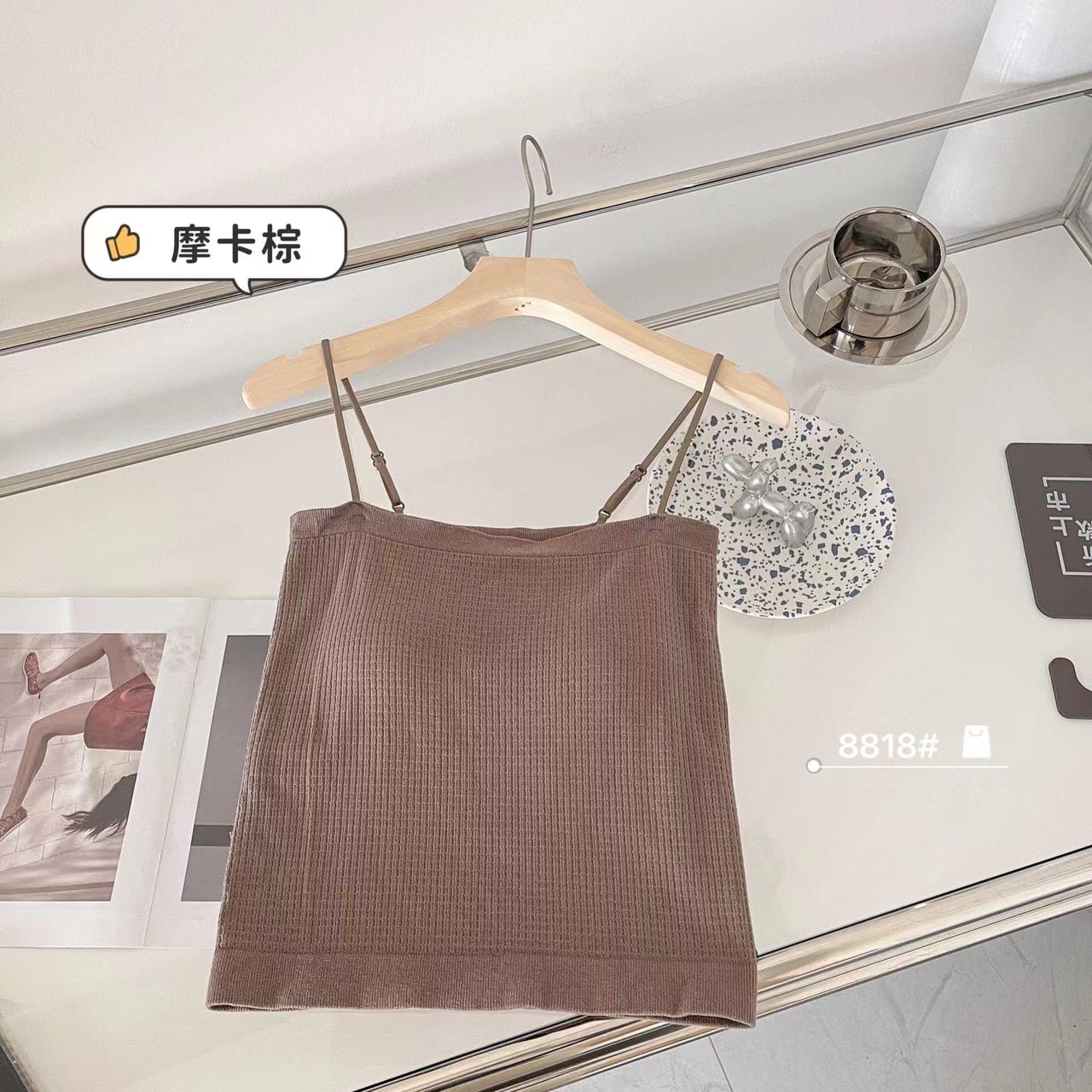 Nuevo Chaleco de waffle puro algodón sin costuras de una sola pieza taza fija abrigo de pecho todo partido ropa exterior chaleco casual