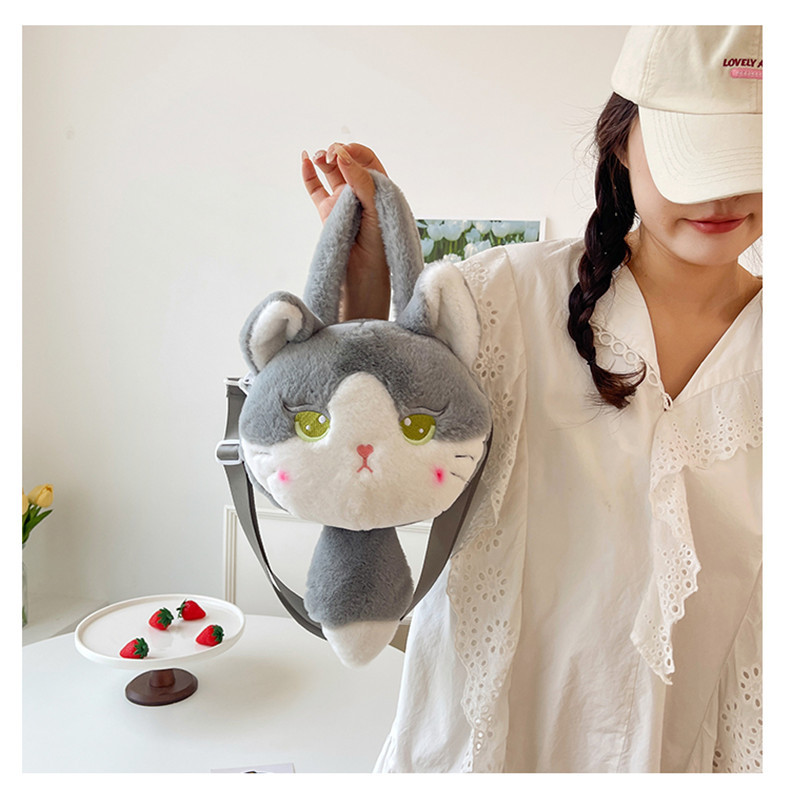 137g Weight Zipper Closure Type Single Shoulder Strap, Top Handle Strap Type Shoulder Bag Bags Type Casual Occasion Plush Material Animal, Cartoon Pattern Spring, Autumn&Winter Season Kid'S Gender Cute Style Round Shape Kid'S Plush Animal Cartoon Cute Round Zipper Shoulder Bag 18