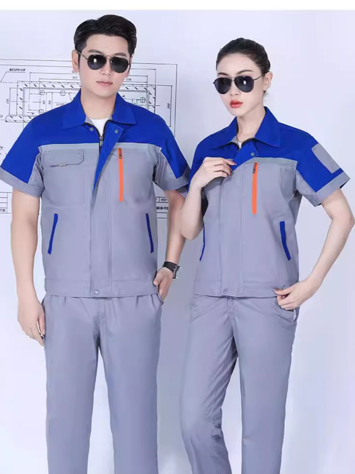 Traje de ropa de trabajo para hombres de verano de manga corta delgada resistente al desgaste y transpirable taller de fábrica ropa de seguro laboral ropa de reparación de automóviles/sistema