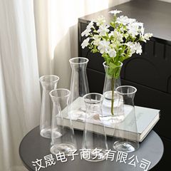 国境を越えた卸売新しいフラットテーパープラスチック花瓶北欧モダンなデスクトップ装飾フラワーアレンジメント水耕透明花瓶