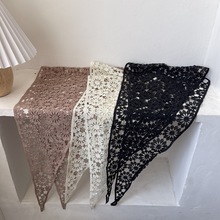 韩版钩花邹菊全棉小披肩女春夏配裙子镂空薄款蕾丝三角巾领巾丝巾