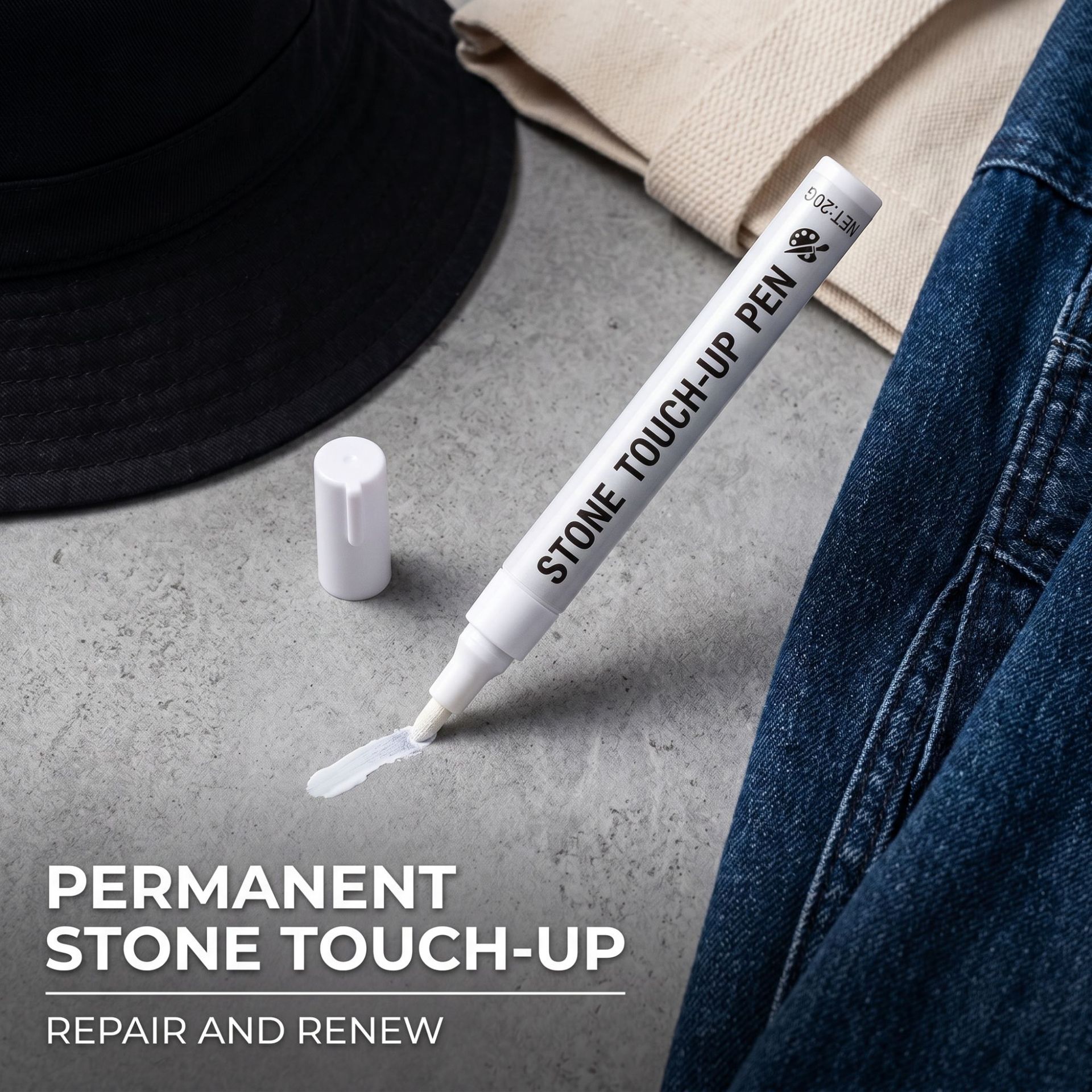 Fabric Color Touch-Up Pen, White Fabric Marker, Canvas Shoes, Denim Clothing Repair, Hand-Painted Pen, DIY Painting