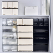 桌面抽屉式收纳盒透明亚克力文具杂物盒办公桌化妆品面膜置物架柜