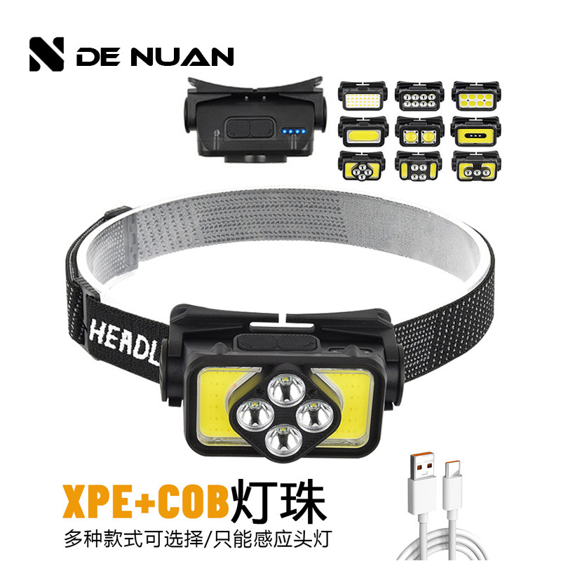 Headlamp with Strong Light, Rechargeable, Fishing-Specific, Sensor-Controlled, Head-Mounted, Outdoor, Ultra-Long Battery Life, Led Night Fishing Light, Sensor Headlamp