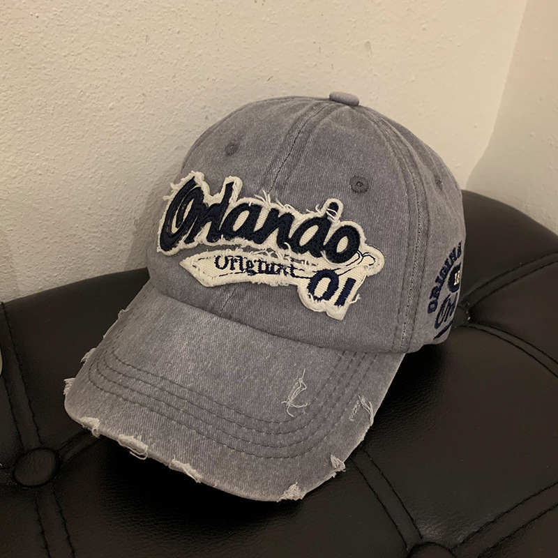 01 patch ripped baseball cap-grey