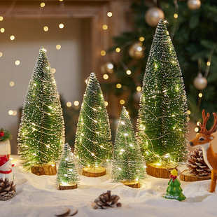 Christmas decorations snow-stained mini Christmas tree ornaments Christmas pine needle desktop ornaments mall bar decoration