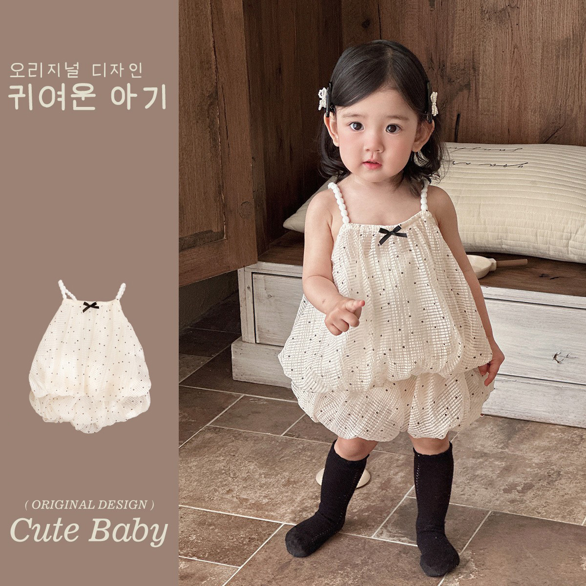 Ropa de bebé, traje de bebé femenino de verano, blusa de botones de lunares de gasa, pantalones cortos, vestido de cien días, traje de dos piezas