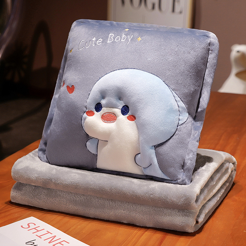 Manta de almohada de dibujos animados almohada de calentamiento de manos edredón de doble uso de aire acondicionado de oficina manta dos-en-uno coche almohada para dormir