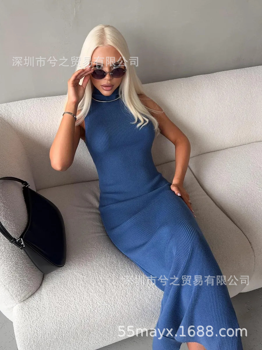 Платье ロング リブ ノースリーブ ドレス ニット ロングスカート