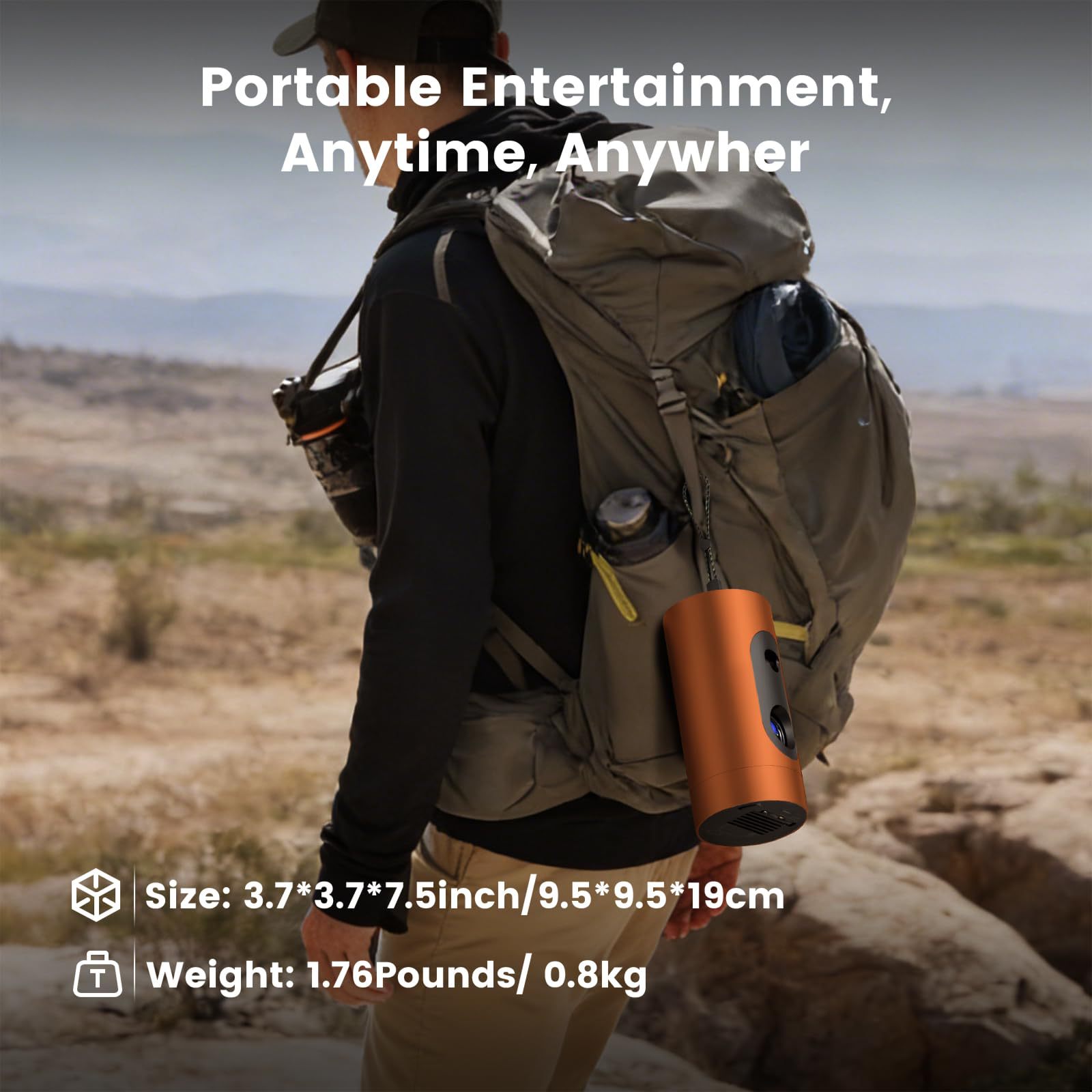 Portable Projector Built-in Apps & Android 14 OS, 1080P FHD