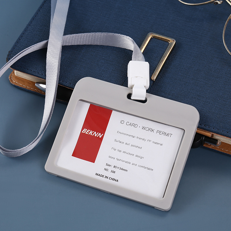 Funda protectora para tarjeta de identificación, porta tarjetas de autobús transparente de doble cara, porta tarjetas de identificación laboral, porta tarjetas de identificación de estudiante, cordón para tarjeta de identificación de exposición