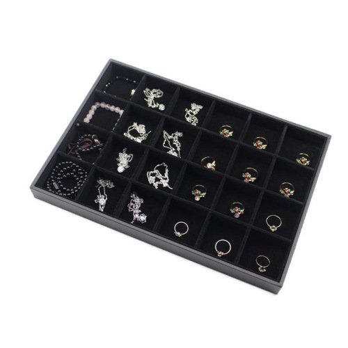Black jewelry display trays, rings, necklaces, bracelets, trays, earrings, rings, accessories display stands, storage boxes, and viewing trays