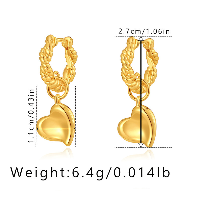 Fashion Heart Shape Copper Plating Dangling Earrings 1 Pair