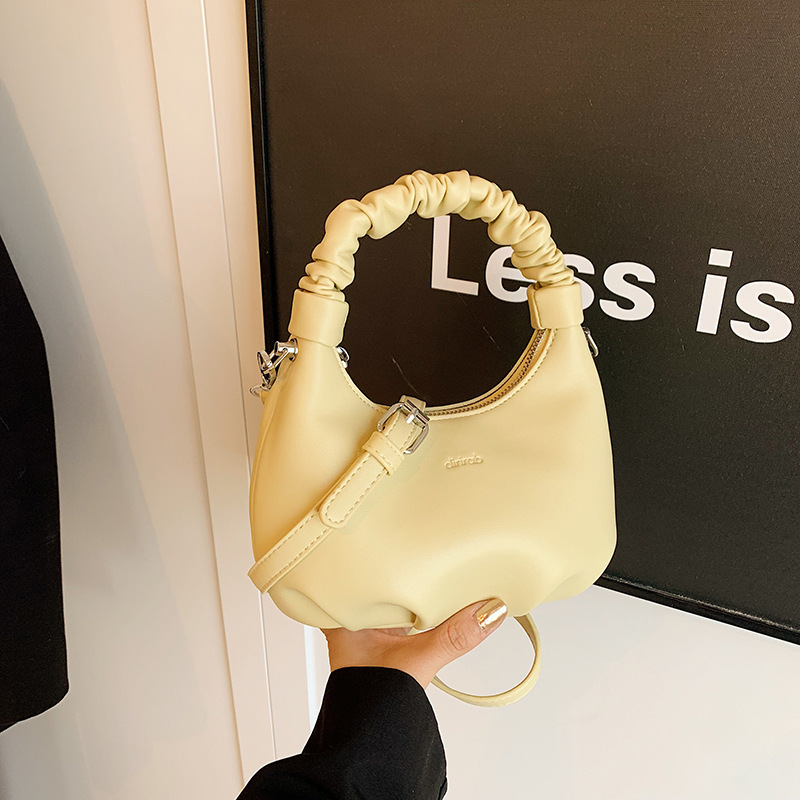 Texture Handheld Wrinkled Dumpling Bun Korean Version Ins Simple and Versatile Shoulder Bag 2024 Niche Design Crossbody_voghion.com