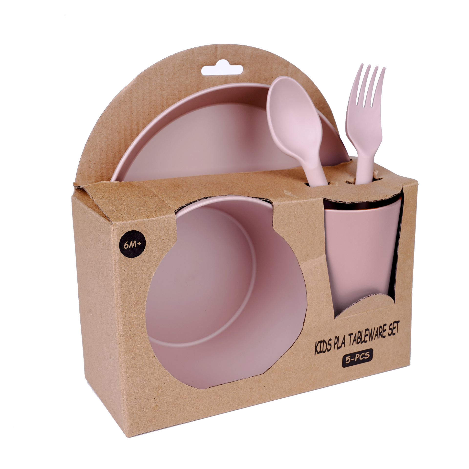 Pla biodegradable cubiertos ecológicos al por mayor infantiles alimentación infantil cubiertos set de cinco piezas cubiertos de alimentos suplementarios para niños