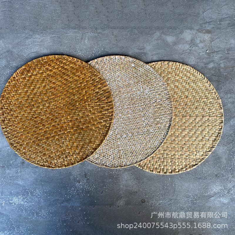 Posavasos de té de paja de estilo japonés de algas, almohadillas de aislamiento térmico, almohadillas de plato, almohadillas de tazón, manteles individuales, manteles occidentales, almohadillas de té retro, posavasos de té