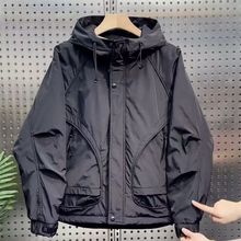 秋冬新款户外工装连帽冲锋衣外套男潮牌时尚宽松百搭保暖棉服夹克