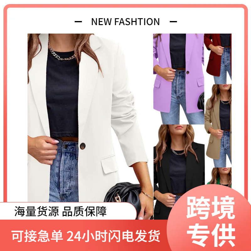 Amazon Cross-Border Foreign Trade Women's Clothing New Style 2026 Autumn and Winter Suit Jacket Elegant Commuter Slim-Fit Blazer Amazon Cross-Border Foreign Trade Women's Clothing New Style 2026 Autumn and Winter Suit Jacket Elegant Commuter Slim-Fit Blazer