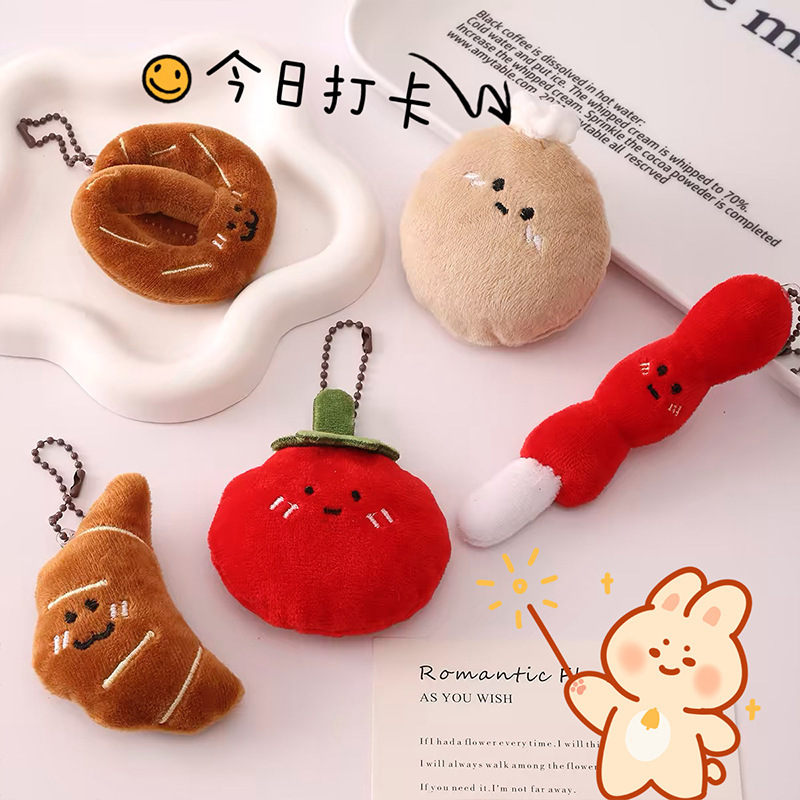 Cartoon Plush Pendant, Cute Alkaline Bread Doll, Bag Pendant, Keychain, Clothing Accessories, Brooch Accessories