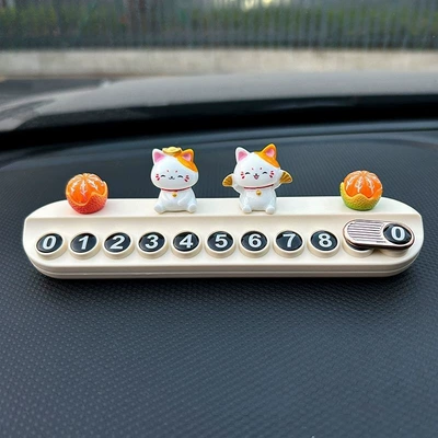Lucky Cat Temporary Parking Sign for: Nömrəli dayanma kartı - big-orange-italian-fan-yuanbao-beige-free-aromatherapy-stick-number